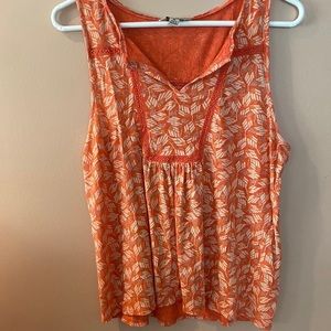 Lucky Brand Orange and White Sleeveless Top